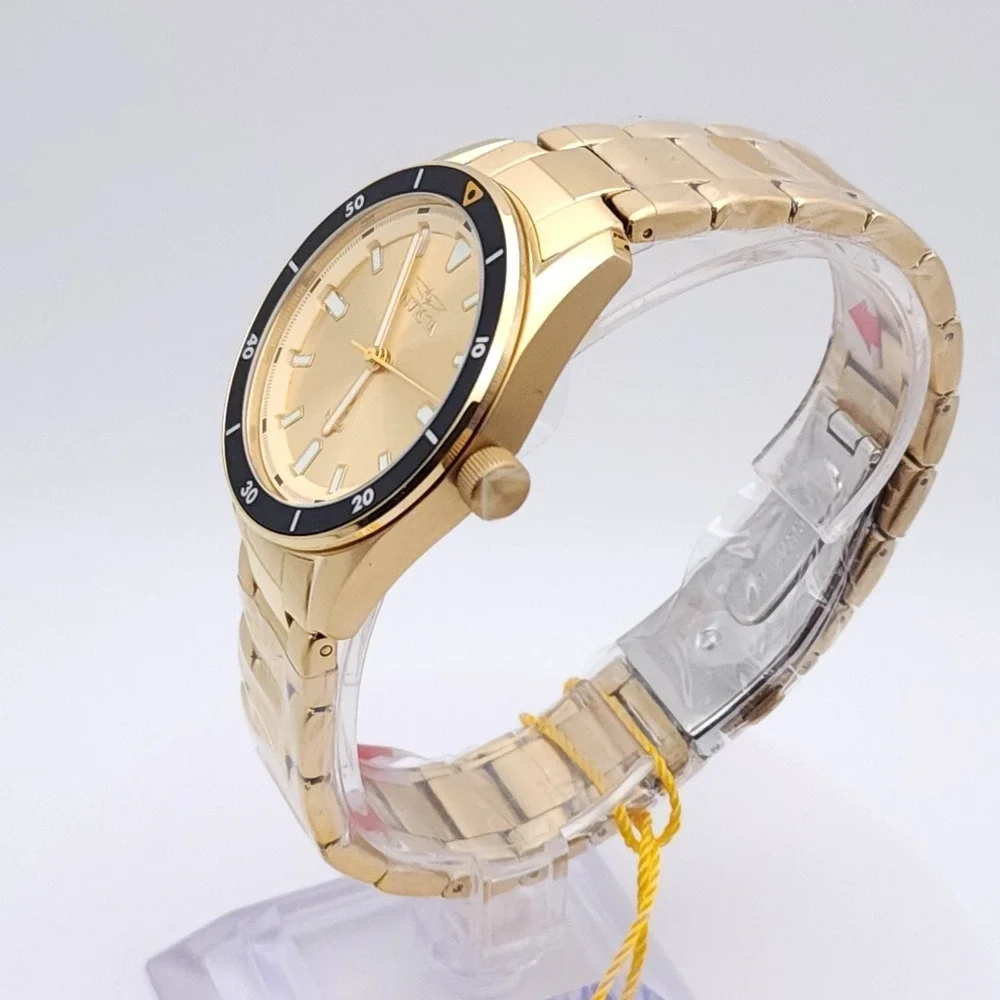 Invicta Ocean Voyage Men's Watch Gold Dial Black Bezel 39mm Steel‎ New